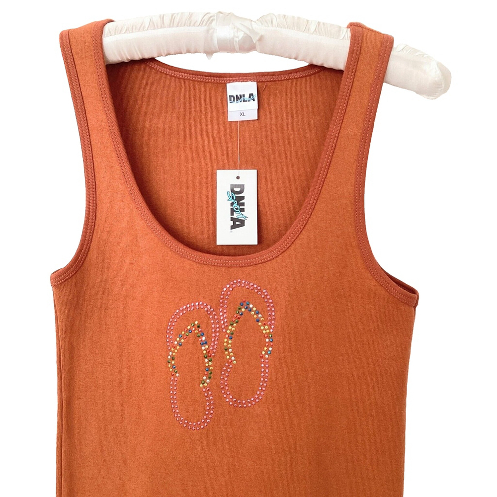 DNLA Sport Tank Rust With Sparkly Flip Flops XS/S NWT